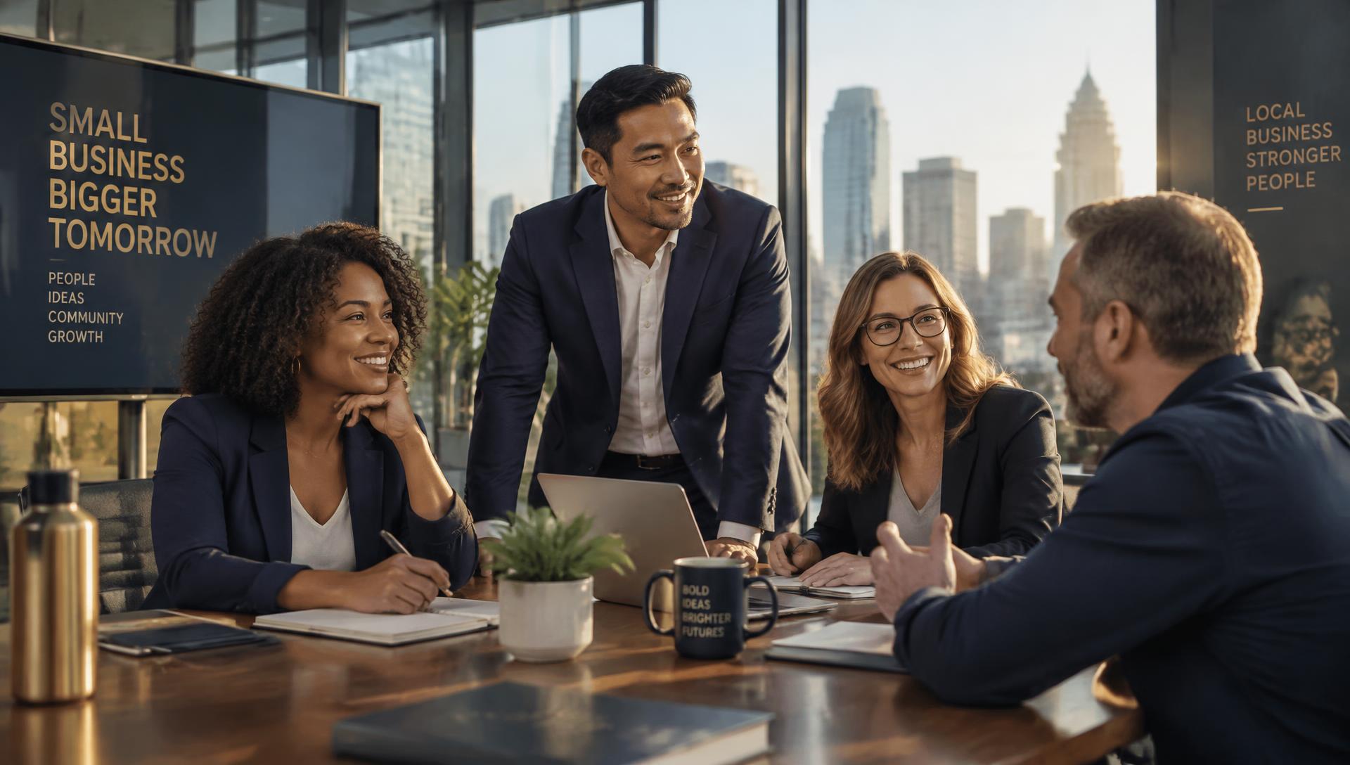 Business owners meeting with their consulting team